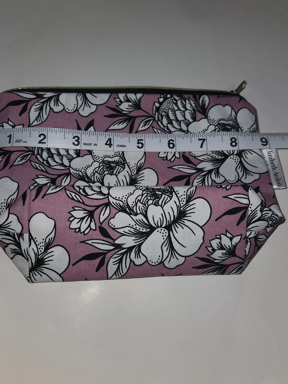Elizabeth Arden Pink Floral Zip Cosmetic Pouch